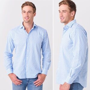 MILLER WESTBY Men’s Long Sleeve Kyle Blue Gingham Button Down‎ Cotton M Preppy